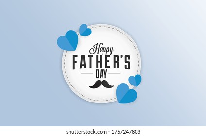 Happy father's day vector illustration.Father's day background Vector illustration.Happy Father Day Card ,design for greeting card, poster, banner, printing.Mustache and hearts vector.Blue background.