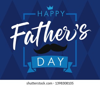 Happy father's day vector lettering background. Fathers Day calligraphy blue banner. Dad my king illustration