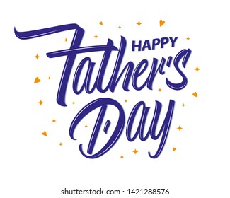 Happy Father's Day vector lettering sign with hearts on white background