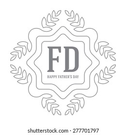 Happy Father's Day vector monogram for greeting card.