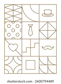 Happy fathers day vector outline gold