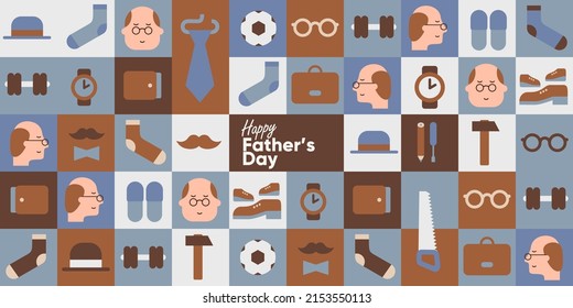 Happy father's day. Vector pattern. Holiday background. Modern flat style.