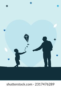 Happy father's day vector poster siluets