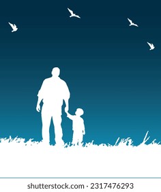 Happy father's day vector poster siluets