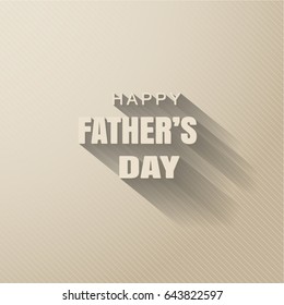 Happy Father's Day vector poster with text with long shadow on the gradient background with line pattern.