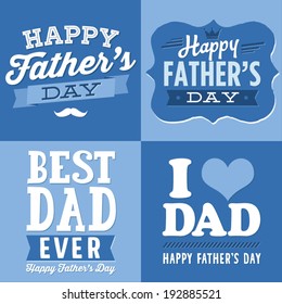 Happy Father's Day Vector Set - 4 Unique and Original Father's Day Vectors - I Love Dad, Happy Father's Day Mustache, Crown