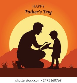 Happy father's day vector, silhouette