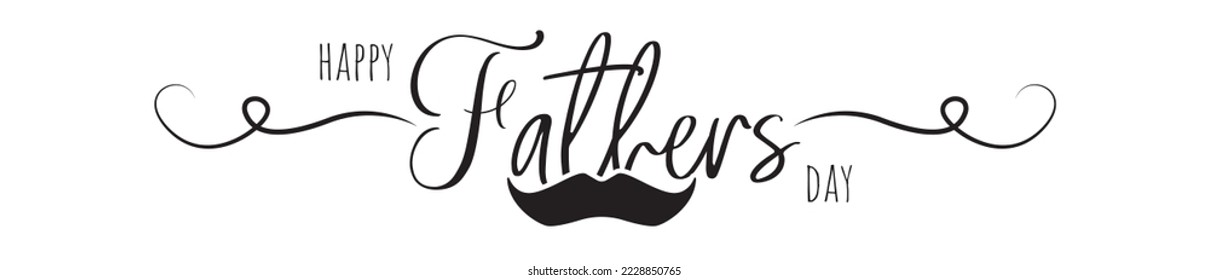 Happy fathers day, vector. Stencil art design isolated on white background. Mustache illustration. Black and white wording design