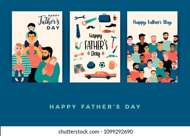 Happy Fathers Day. Vector templates. Design element for card, poster, banner, flyer and other use.