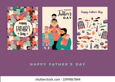 Happy Fathers Day. Vector templates. Design element for card, poster, banner, flyer and other use.