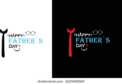 Feliz Vector del Día del Padre con Elementos de corbata y gafas.