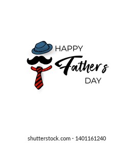 Happy father`s day vector type with hand drawn mustache men  on white background. Happy Fathers Day calligraphy for sale banner, greeting card, flyer design. Best friendship dad gift - Vector