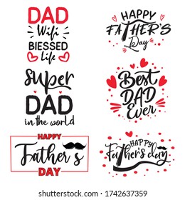 Happy fathers day vector typography. Set of Vintage lettering for greeting cards, banners, t-shirt design.