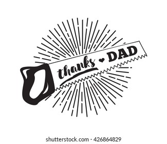 Happy fathers day vector typography. Vintage lettering for greeting cards, banners, t-shirt design. Thanks dad.