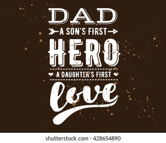 Happy fathers day vector typography. Vintage lettering for greeting cards, banners, t-shirt design.