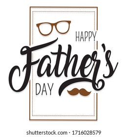 Happy fathers day vintage card. Glasses, mustache - Vector