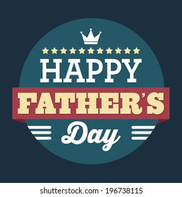 Happy Father's Day Vintage Circle Vector with King Crown