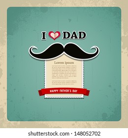 Happy fathers day vintage greeting card background, vector illustration