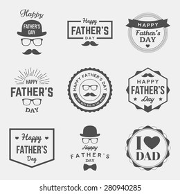 happy fathers day vintage labels set. vector illustration