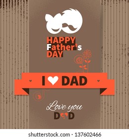 Happy Father's Day vintage retro card. Set of type font  and symbol collection. Abstract silhouette of father and daughter