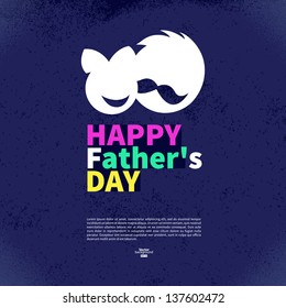 Happy Father's Day vintage retro card. Abstract silhouette sign of father and daughter