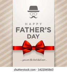 Happy Father's Day vintage style greeting template design with beautiful ribbon decoration vector illustration. 