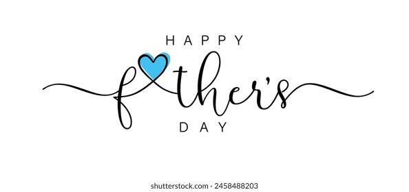 Happy Fathers Day, wishes brush calligraphy with doodles heart. Greeting card concept for best Dad ever. Vector illustration