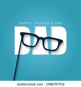 Happy father's day wishes card in papercut style design with an eye glasses. Vector illustration