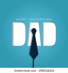 Happy father's day wishes card in papercut style design with a tie. Vector illustration