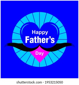 Happy Fathers day wishes Mustache with Blue and Pink Heart