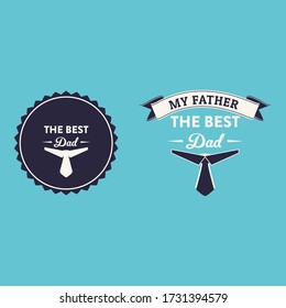 Happy fathers day wishes overlays, lettering labels design set. Retro father badges. Hand drawn emblems with tie, mustache, glasses, hand. Isolated sign or logo for photo greeting web, prin
