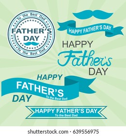 Happy fathers day. Father's day word cloud concept in vector. Happy Fathers day greeting card. Happy Father's Day Vector Element Set - Ribbons and Labels