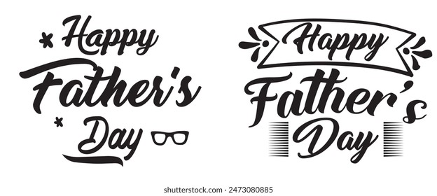 Happy Father's day, World's best dad, Thank you, Love you, For my dear daddy handdrawn lettering quotes. Handwritten decorative phrases. EPS 10 isolated vector illustration for prints, cutting designs