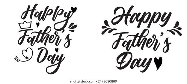 Happy Father's day, World's best dad, Thank you, Love you, For my dear daddy handdrawn lettering quotes. Handwritten decorative phrases. EPS 10 isolated vector illustration for prints, cutting designs