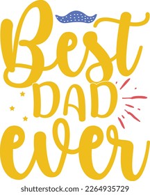 Happy Father's Day Yellow Red Typography on White Background. Funny Print Ready Quotes for T-shirts, Mugs, Bags and Pillow Printing.