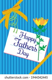 "Happy Father's Day"  Yellow Ribbon Bow Gift Wrap Design Greeting Card