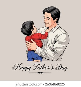 Happy fathers Day,family love silhouette illustration of father and son walking with a child
