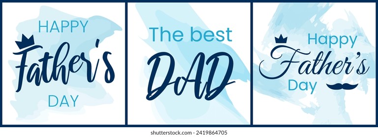 Happy father's days cards. Blue color.