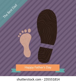 Happy Father's Day-Stylish concept  background with cute steps. Vector illustration in retro colors