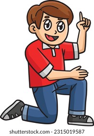 Happy Fathers Kneeling Cartoon Colored Clipart 