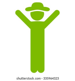 Happy Fellow vector icon. Style is flat symbol, eco green color, rounded angles, white background.
