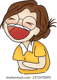 Happy female character laughing Out on Joke or Funny Moments.