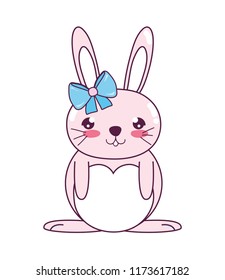 happy female rabbit with ribbon bow