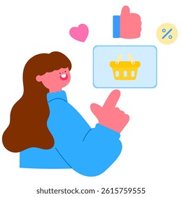 Happy female shopper browsing online deals on tablet, searching for best sales digital shopping concept