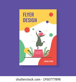 Happy female student celebrating graduation. Study, diploma, cap flat vector illustration. Education and knowledge concept for banner, website design or landing web page