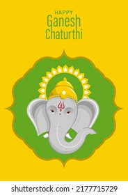 Happy festival of Ganesh Chaturthi with gold lord Ganesha illustration with Indian elements on paper color background