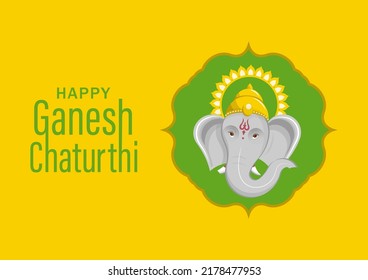 Happy festival of Ganesh Chaturthi with gold lord Ganesha illustration with Indian elements on paper color background