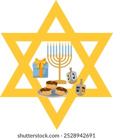 glücklich, festival des lichts, jüdischen urlaub, israel, menorah, hebre, geschenk, hannuka stern von david banner, poster