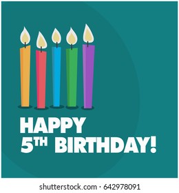 Happy Fifth Birthday With Five Candles Cute Design