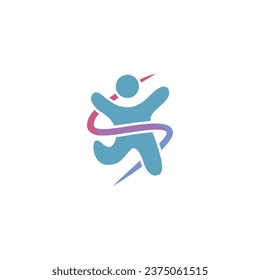 Happy figure man kid jump logo icon vector template